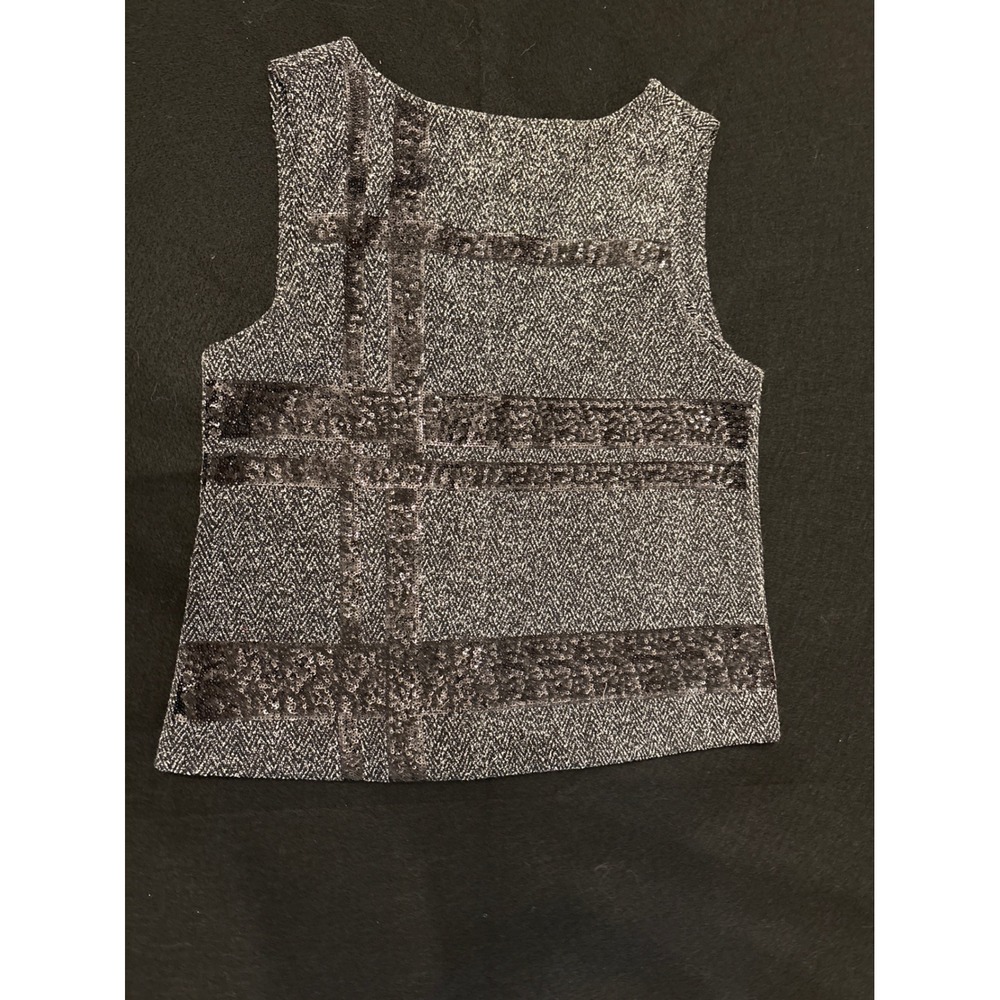 Banana Republic Top Womens 2 Grey Excellent Sequin Herringbone Open Back Zipper